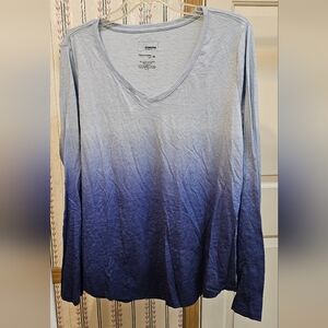 Blue Ombre Sonoma Goods for Life Scoop Neck Long Sleeve XL Womens Shirt